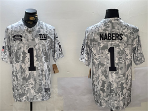 Men's New York Giants #1 Malik Nabers 2024 F.U.S.E Arctic Camo Salute To Service Limited Stitched Football Jersey