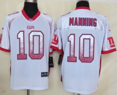 Men's New York Giants #10 Eli Manning 2013 Nik Drift Fashion White Elite Jersey