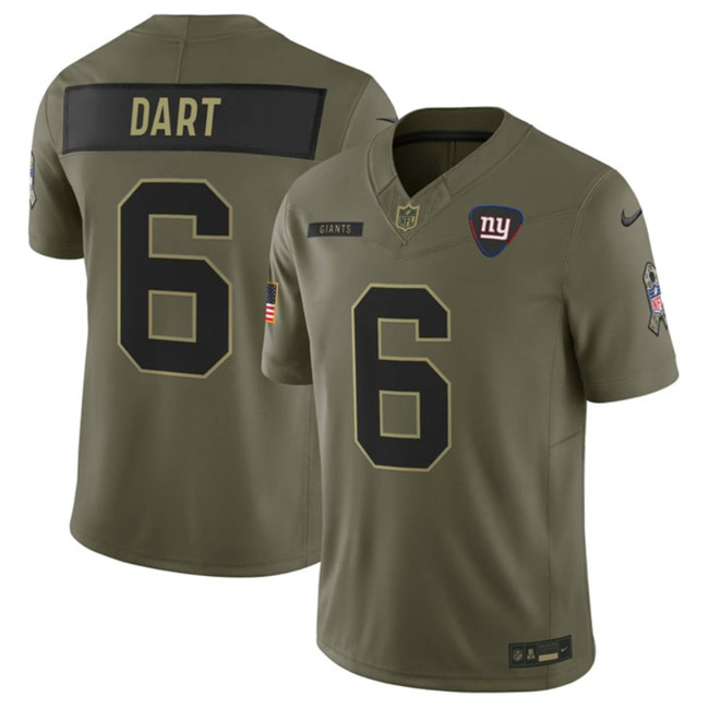Men's New York Giants #6 Jaxson Dart Olive 2025 F.U.S.E. Salute to Service Limited Football Stitched Jersey