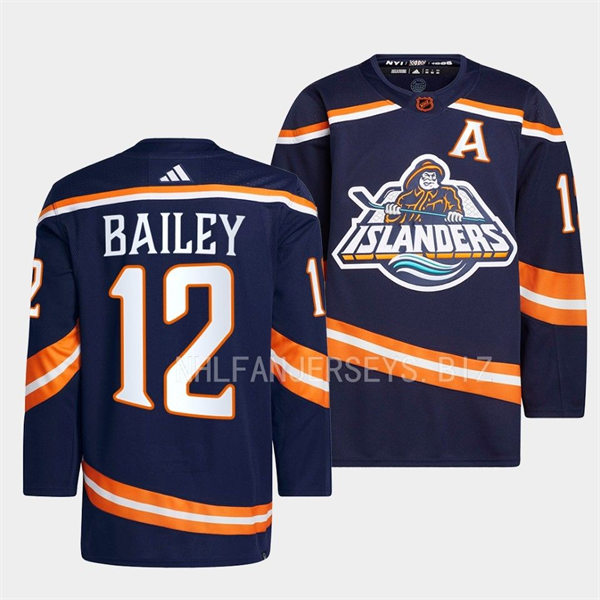 Men's New York Islanders #12 Josh Bailey Navy 2022 Reverse Retro Primegreen Jersey 