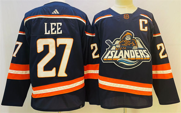Men's New York Islanders #27 Anders Lee Navy 2022 Reverse Retro Primegreen Jersey 