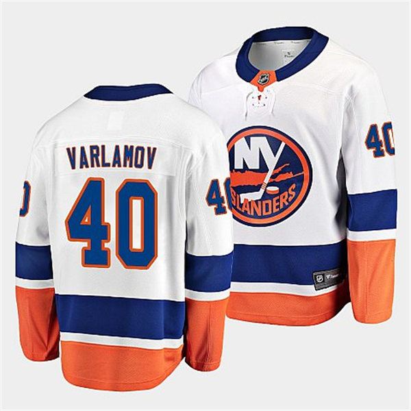 Men's New York Islanders #40 Semyon Varlamov adidas Away White Jersey 