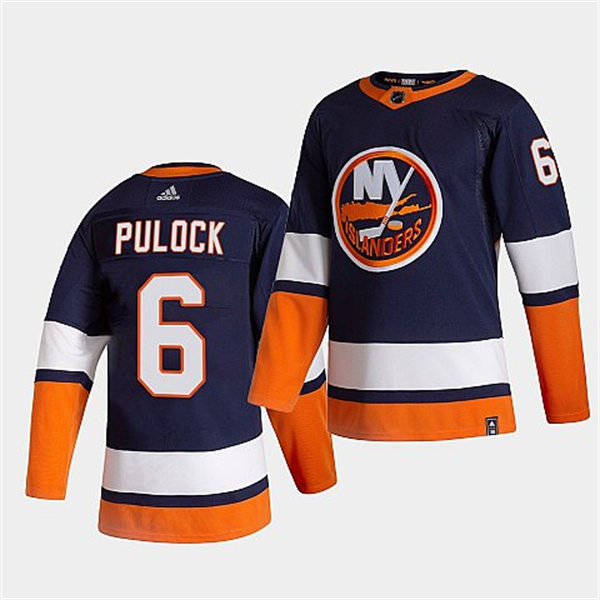 Men's New York Islanders #6 Ryan Pulock Navy Adidas 2021 NHL REVERSE RETRO JERSEYS 