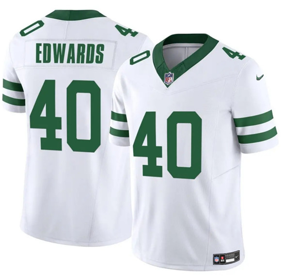 Men's New York Jets #40 Donovan Edwards White 2025 F.U.S.E. Vapor Untouchable Limited Football Stitched Jersey