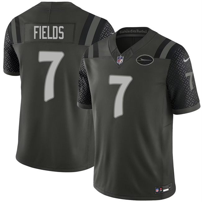Men's New York Jets #7 Justin Fields Black 2025 F.U.S.E. a??Rivalriesa?? Vapor Limited Football Stitched Jersey