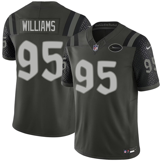 Men's New York Jets #95 Quinnen Williams Black 2025 F.U.S.E. a??Rivalriesa?? Vapor Limited Football Stitched Jersey