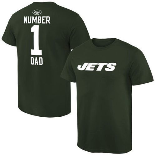Men's New York Jets Pro Line College Number 1 Dad T-Shirt Green