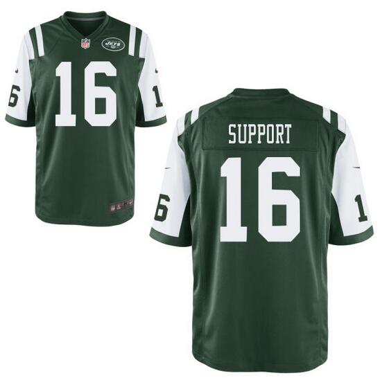 Men's New York Jets Resolute Support #16 Resolute Green Team Color Stitched NFL Nike Elite Jersey