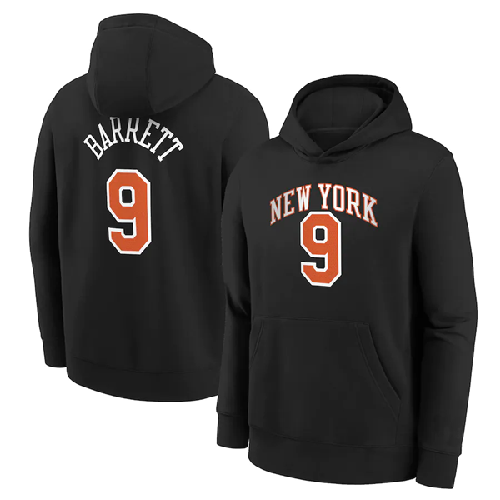 Men's New York Knicks #9 RJ Barrett Black Pullover Hoodie