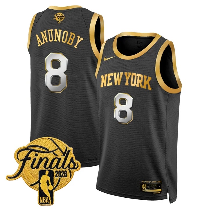 Men's New York Knicks 2026 Finals Swingman Jersey BLACK #8 OG ANUNOBY