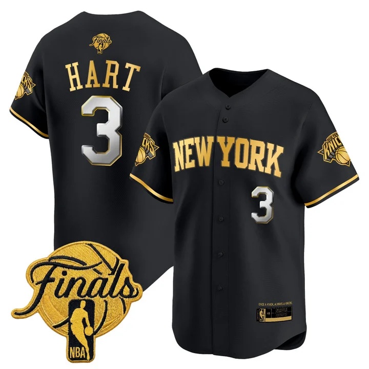 Men's New York Knicks 2026 Finals Vapor Baseball Jersey BLACK #3 JOSH HART