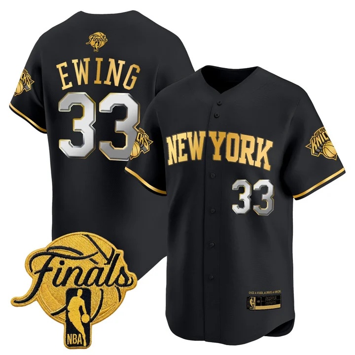 Men's New York Knicks 2026 Finals Vapor Baseball Jersey BLACK #33 PATRICK EWING