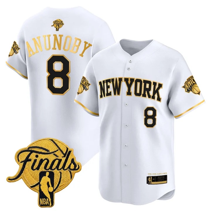 Men's New York Knicks 2026 Finals Vapor Baseball Jersey WHITE2 #8 OG ANUNOBY