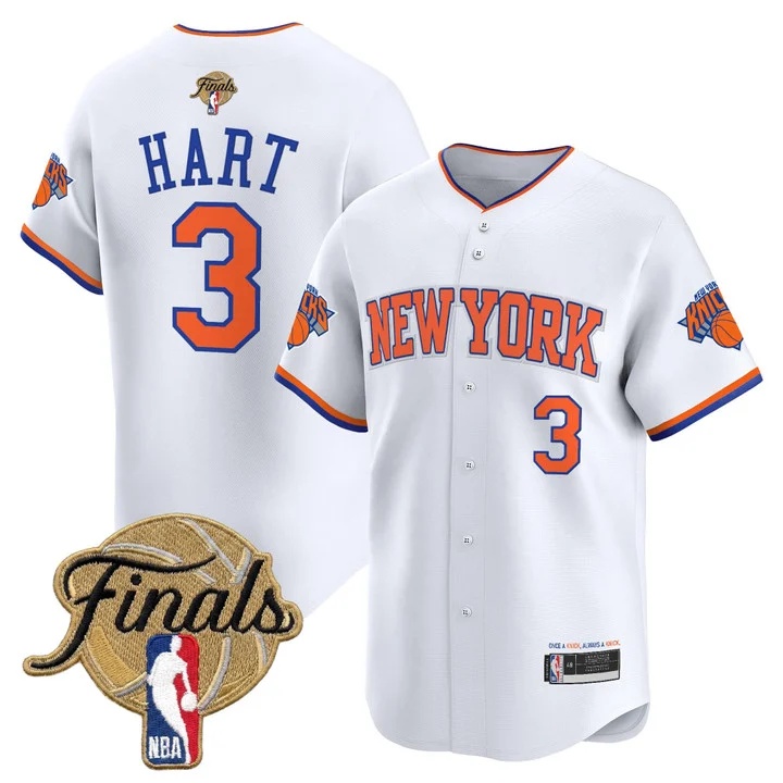 Men's New York Knicks 2026 Finals Vapor Baseball Jersey WHTE #3 JOSH HART