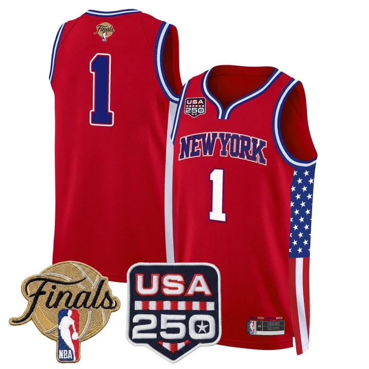Men's New York Knicks America 250 Edition 2026 Finals patch Swingman Jersey RED#1