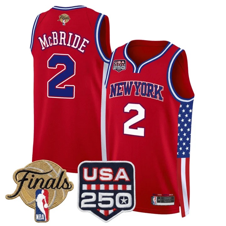 Men's New York Knicks America 250 Edition 2026 Finals patch Swingman Jersey RED#2 MILES MCBRIDE