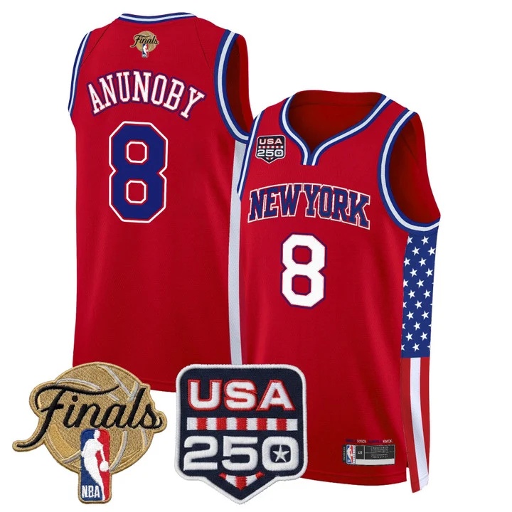 Men's New York Knicks America 250 Edition 2026 Finals patch Swingman Jersey RED#8 OG ANUNOBY