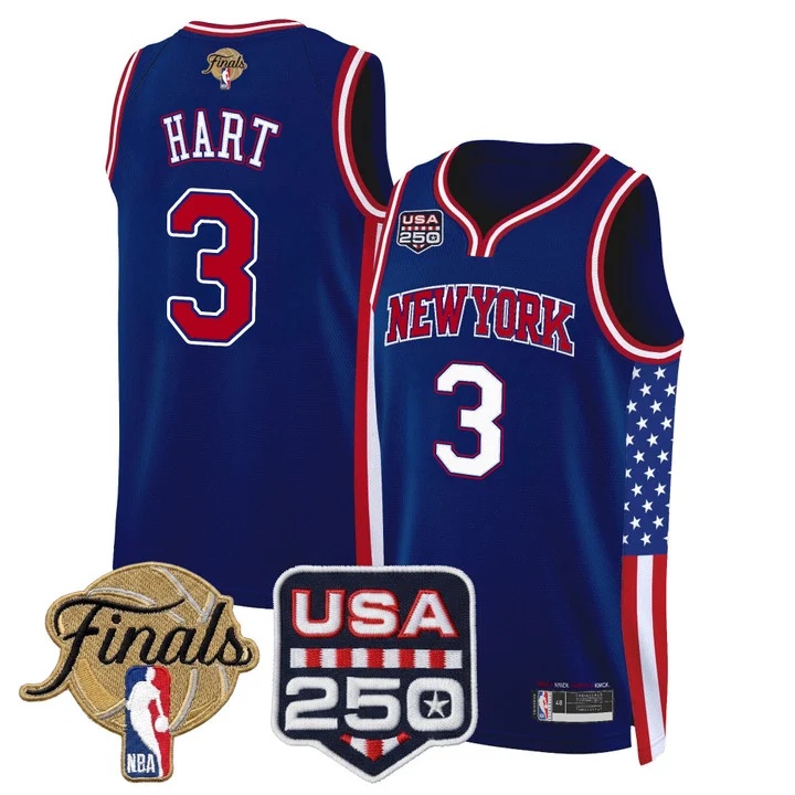Men's New York Knicks America 250 Edition 2026 Finals patch Swingman Jersey ROYAL#3 JOSH HART