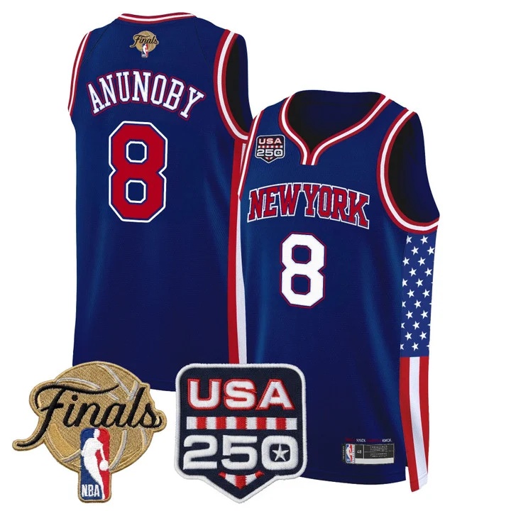 Men's New York Knicks America 250 Edition 2026 Finals patch Swingman Jersey ROYAL#8 OG ANUNOBY