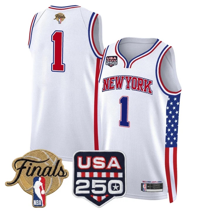 Men's New York Knicks America 250 Edition 2026 Finals patch Swingman Jersey WHITE#1