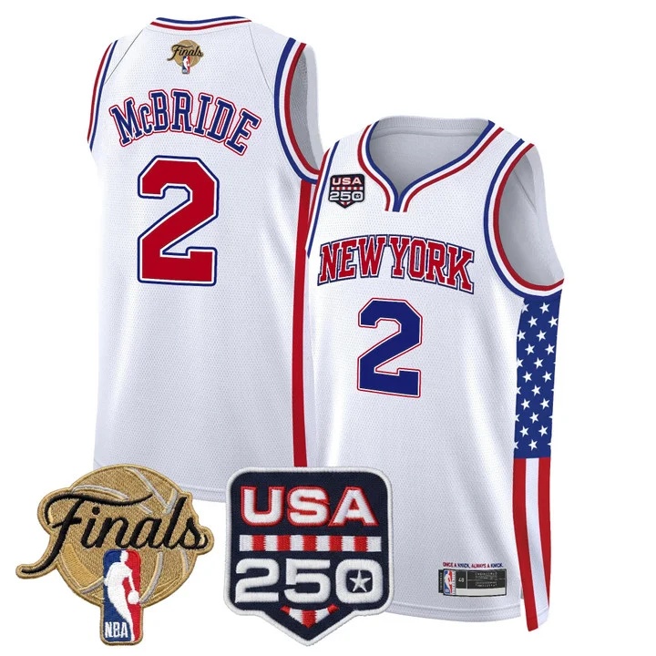 Men's New York Knicks America 250 Edition 2026 Finals patch Swingman Jersey WHITE#2 MILES MCBRIDE