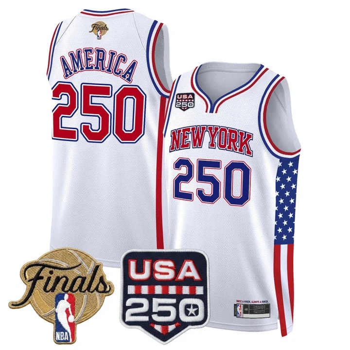 Men's New York Knicks America 250 Edition 2026 Finals patch Swingman Jersey WHITE#250 AMERICA