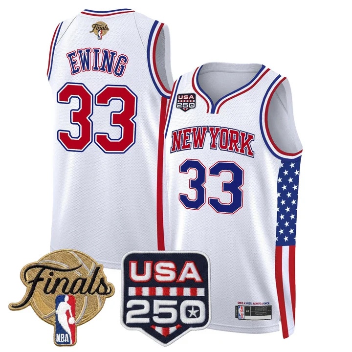Men's New York Knicks America 250 Edition 2026 Finals patch Swingman Jersey WHITE#33 PATRICK EWING