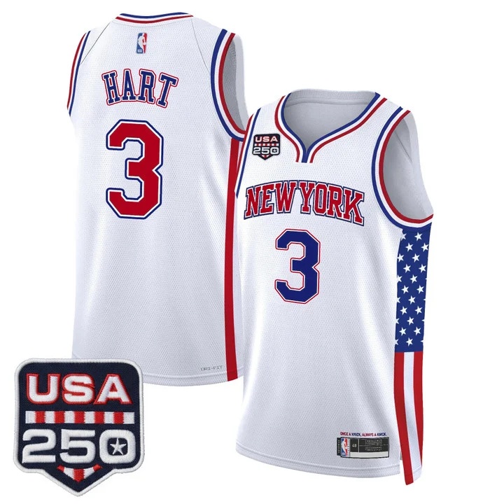 Men's New York Knicks America 250 Edition Swingman Jersey #3 JOSH HART