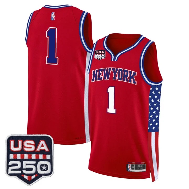 Men's New York Knicks America 250 Edition Swingman Jersey RED #1