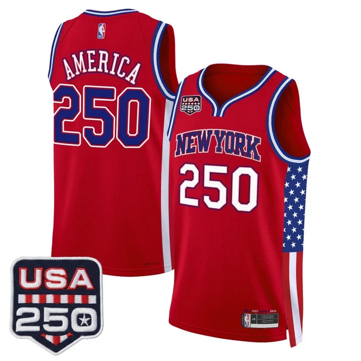 Men's New York Knicks America 250 Edition Swingman Jersey RED #250 AMERICA