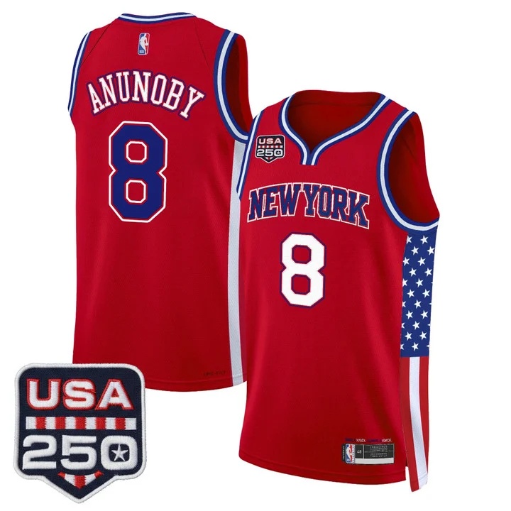 Men's New York Knicks America 250 Edition Swingman Jersey RED #8 OG ANUNOBY