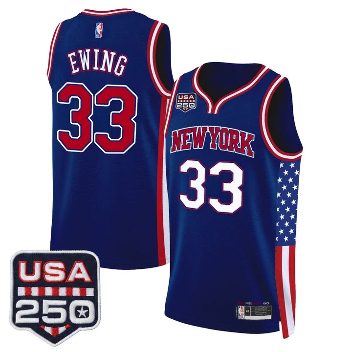Men's New York Knicks America 250 Edition Swingman Jersey ROYAL #33 PATRICK EWING