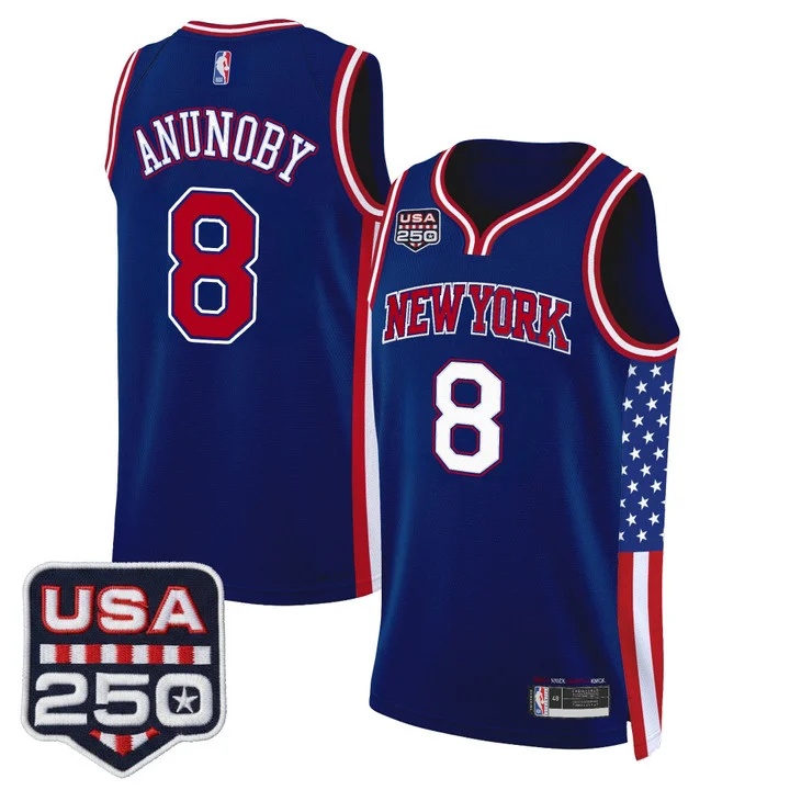 Men's New York Knicks America 250 Edition Swingman Jersey ROYAL #8 OG ANUNOBY