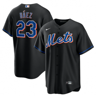 Men's New York Mets #23 Javier Ba?ez Black 2022 Cool Base Stitched Baseball Jersey