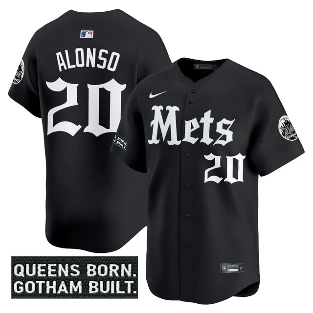 Men's New York Mets 'Gotham Gothic Edition' Vapor Premier Limited Jersey #20 PETE ALONSO.webp