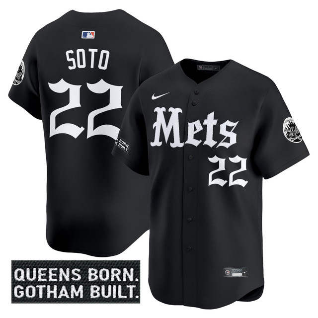 Men's New York Mets 'Gotham Gothic Edition' Vapor Premier Limited Jersey #22 JUAN SOTO