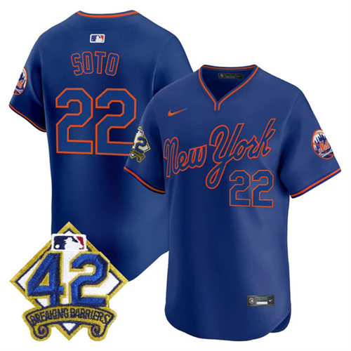 Men's New York Mets 2025 Jackie Robinson Patch Road Alternate Jersey #22 JUAN SOTO.webp