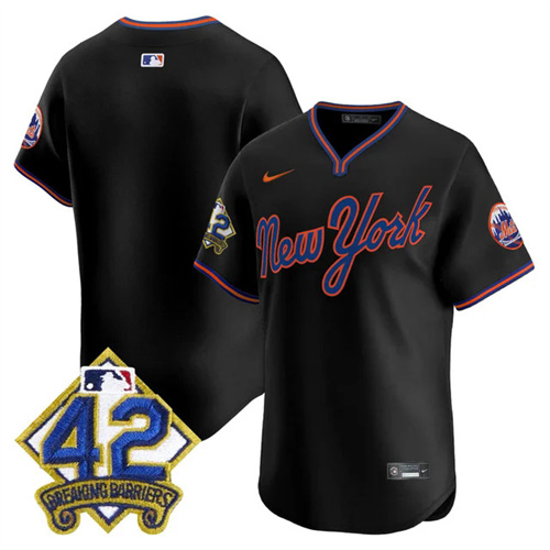 Men's New York Mets 2025 Jackie Robinson Patch Road Alternate Jersey BLACK BLANK.webp
