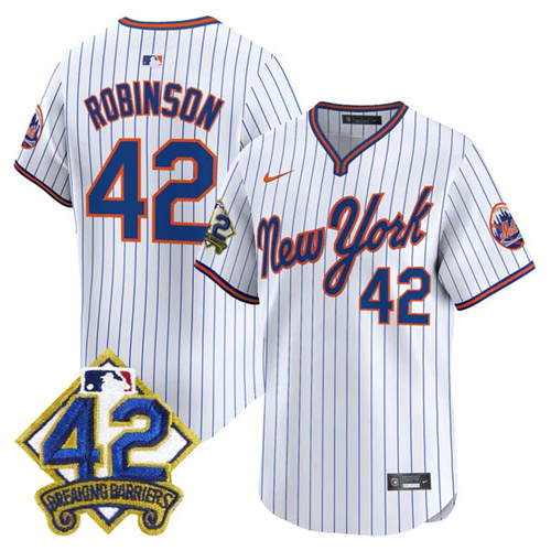 Men's New York Mets 2025 Jackie Robinson Patch Road Alternate Jersey PINSTRIPE #42 JACKIE ROBINSON.webp