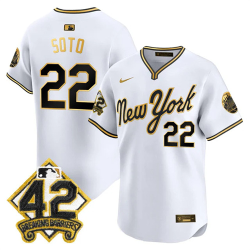 Men's New York Mets 2025 Jackie Robinson Patch Road Alternate Jersey WHITEGOLD #22 JUAN SOTO.webp