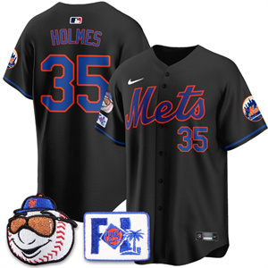 Men's New York Mets 2025 Spring Training Jersey - All Stitched Black Clay Holmes - 35