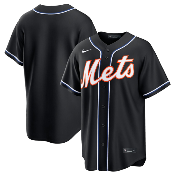 Men's New York Mets Blank 2026 Black Out Stitched Baseball Jersey