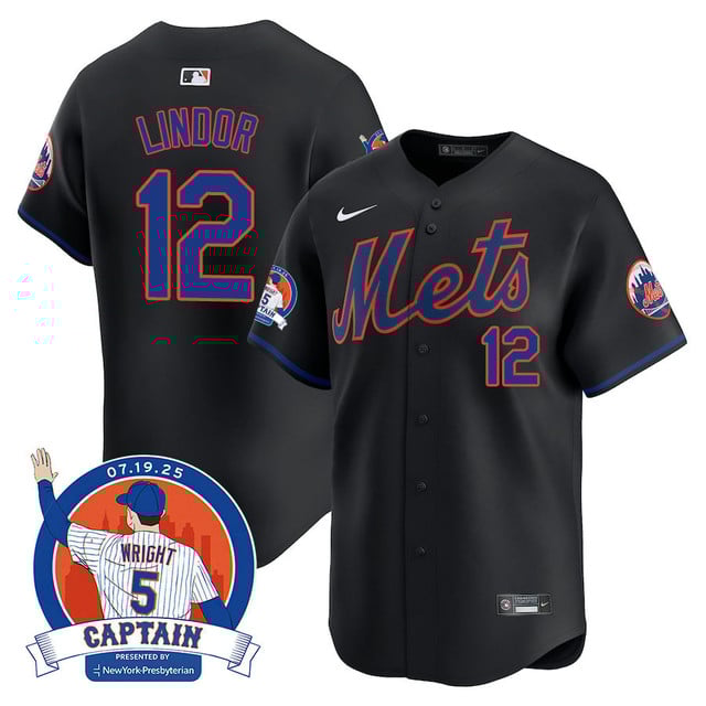Men's New York Mets David Wright Mets Legend Jersey BLACK#12 FRANCISCO LINDOR