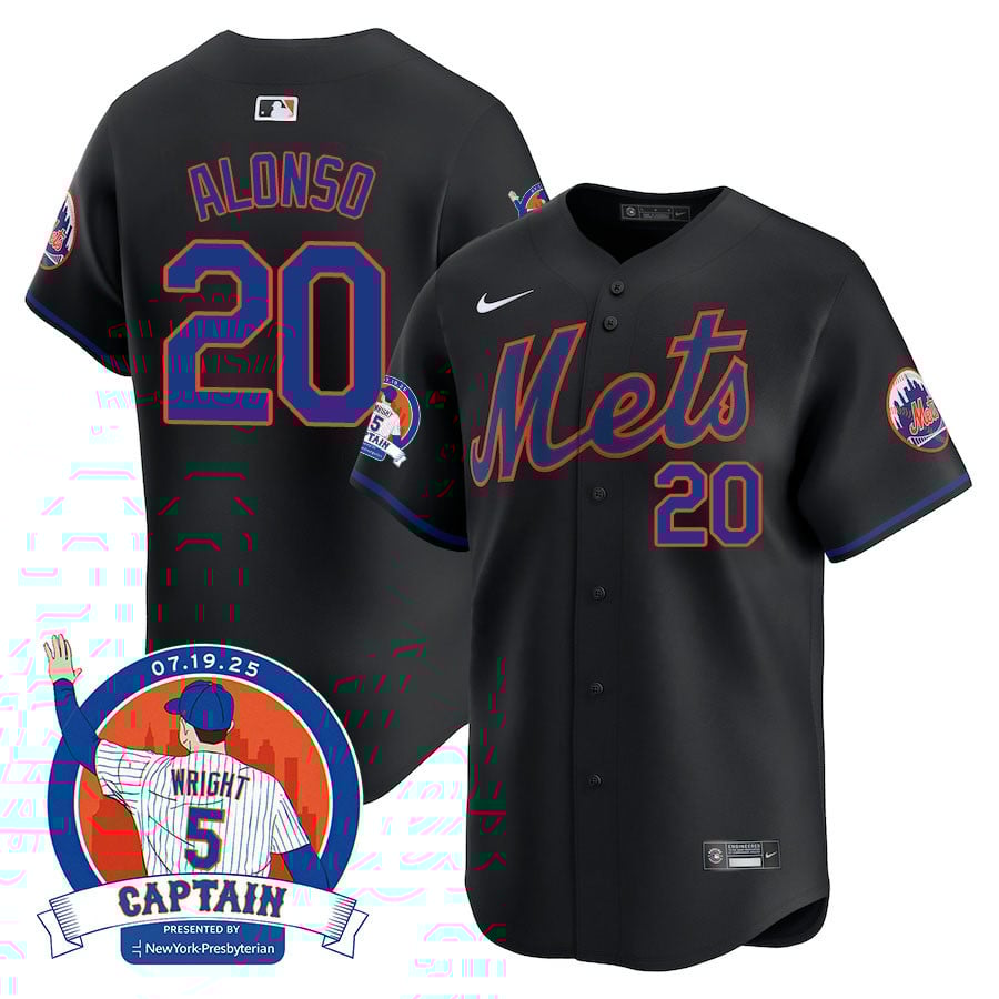 Men's New York Mets David Wright Mets Legend Jersey BLACK#20 PETE ALONSO