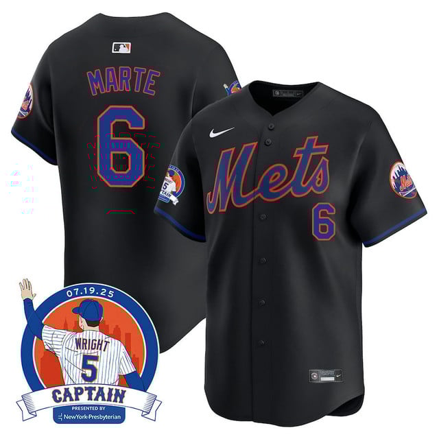 Men's New York Mets David Wright Mets Legend Jersey BLACK#6 STARLING MARTE