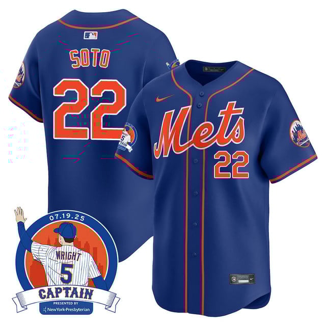 Men's New York Mets David Wright Mets Legend Jersey ROYAL#22 JUAN SOTO