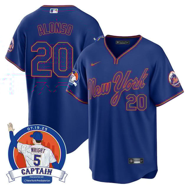 Men's New York Mets David Wright Mets Legend Jersey ROYAL ALTERNATE#20 PETE ALONSO
