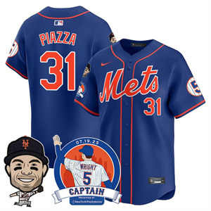 Men's New York Mets David Wright Mets Legend Jersey V2 - All Stitched Mike   Piazza - 31