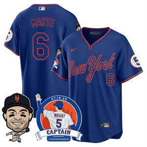 Men's New York Mets David Wright Mets Legend Jersey V2 - All Stitched Starling Marte # 6