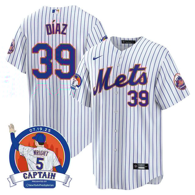 Men's New York Mets David Wright Mets Legend Jersey WHITE#39 EDWIN DIAZ
